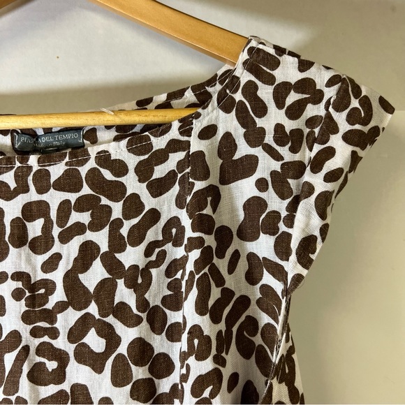Piazza Del Tempio Anthropologie Brown Animal Print Shift Dress 100% Line… - Picture 5 of 15